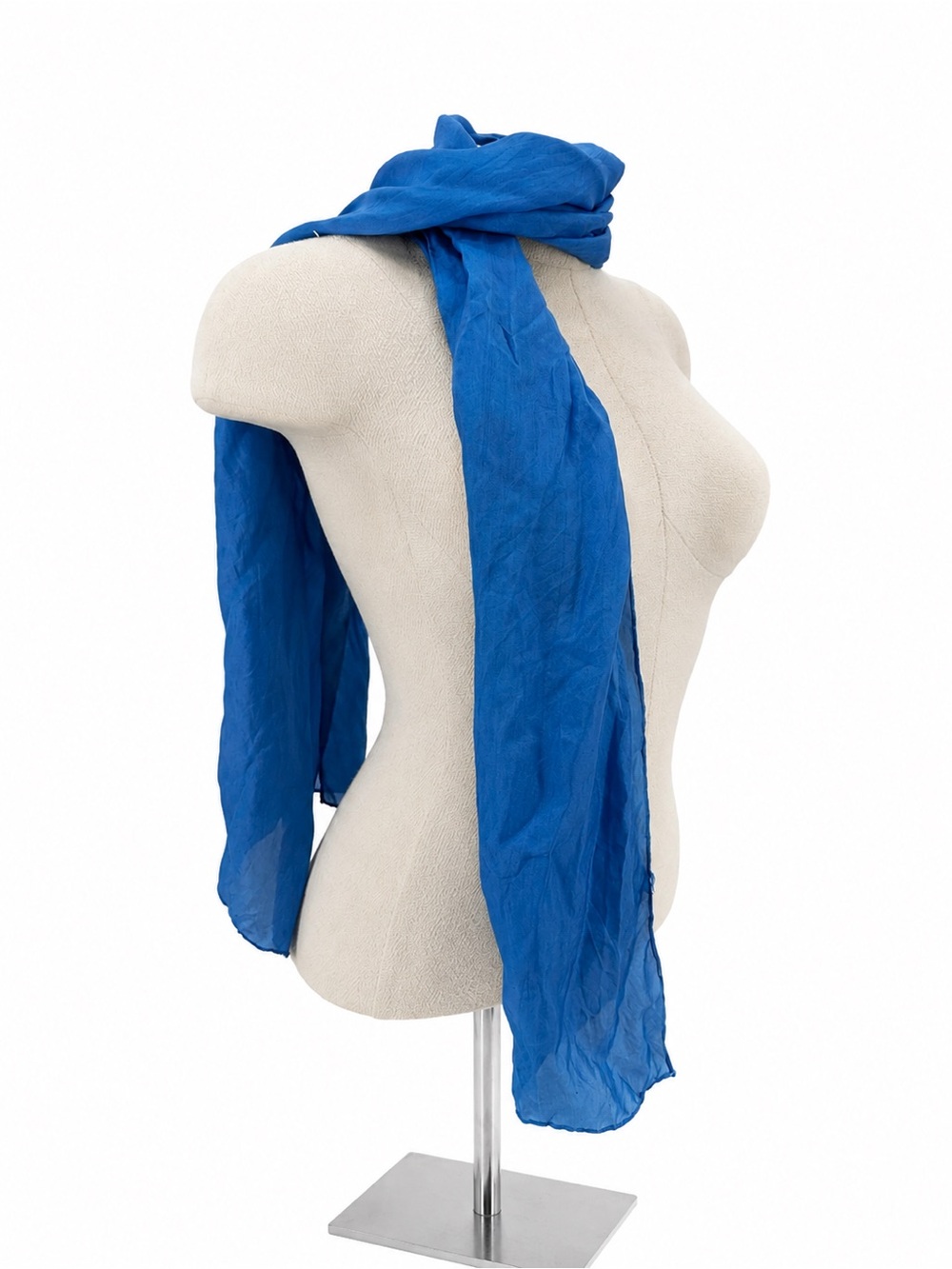 Unbranded Blue Silk Rectangle Scarf Accessory Overlay China